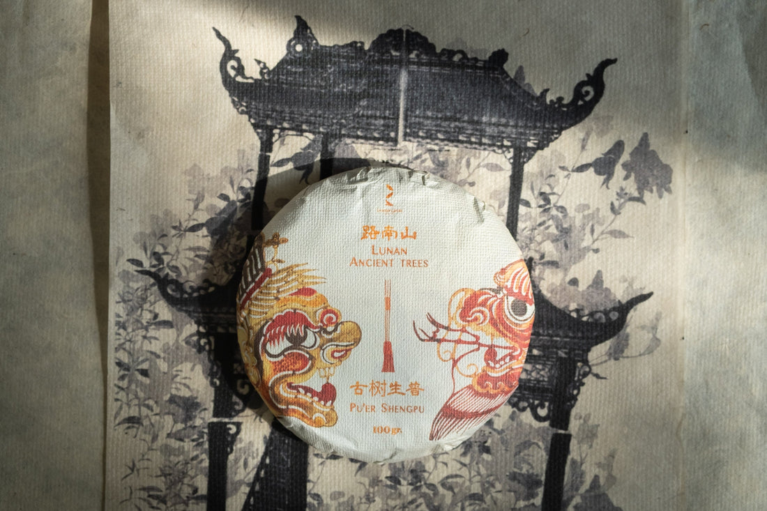 2025 Lunan Sheng Pu'er, Ancient Trees Stone - pressed cake - Eastern Leaves