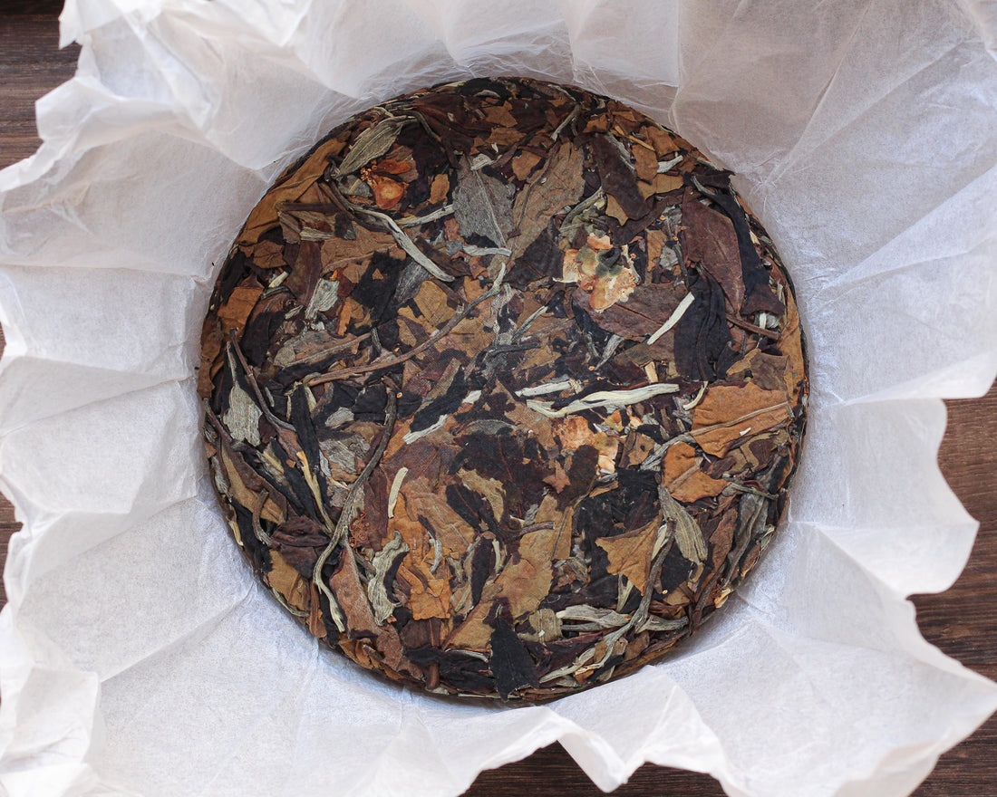 2025 Nannuo Yueguangbai white tea with Tea Flowers, Wild Forest stone-pressed Cake