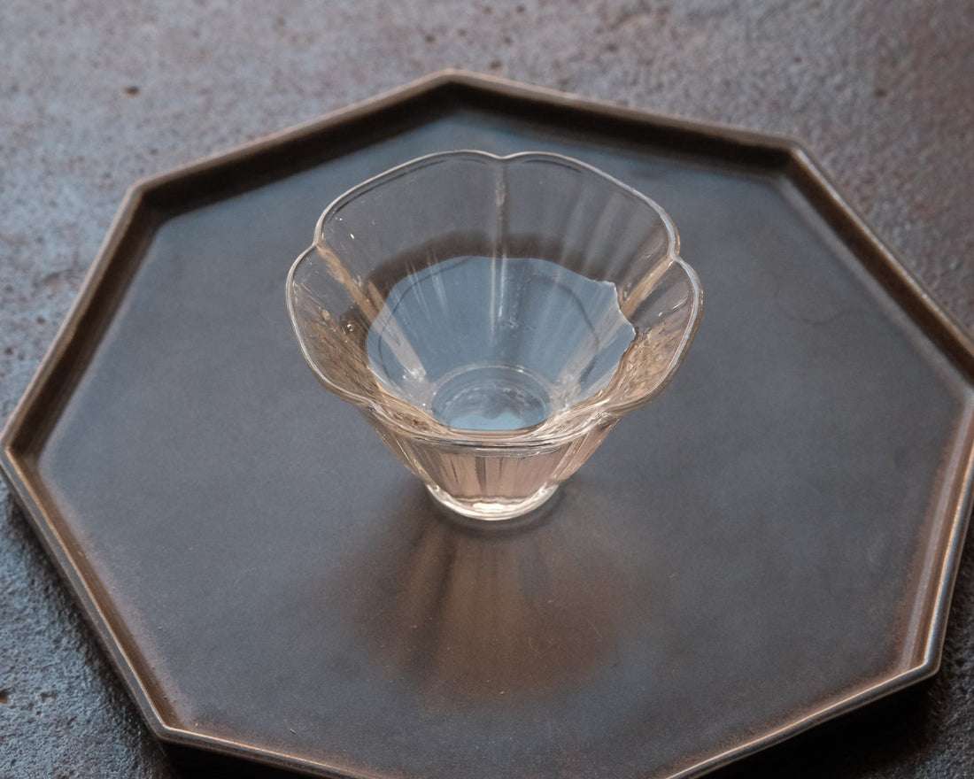 ziya purple tea flowers Chinese tea from Yunnan, Lincang, in glass cup
