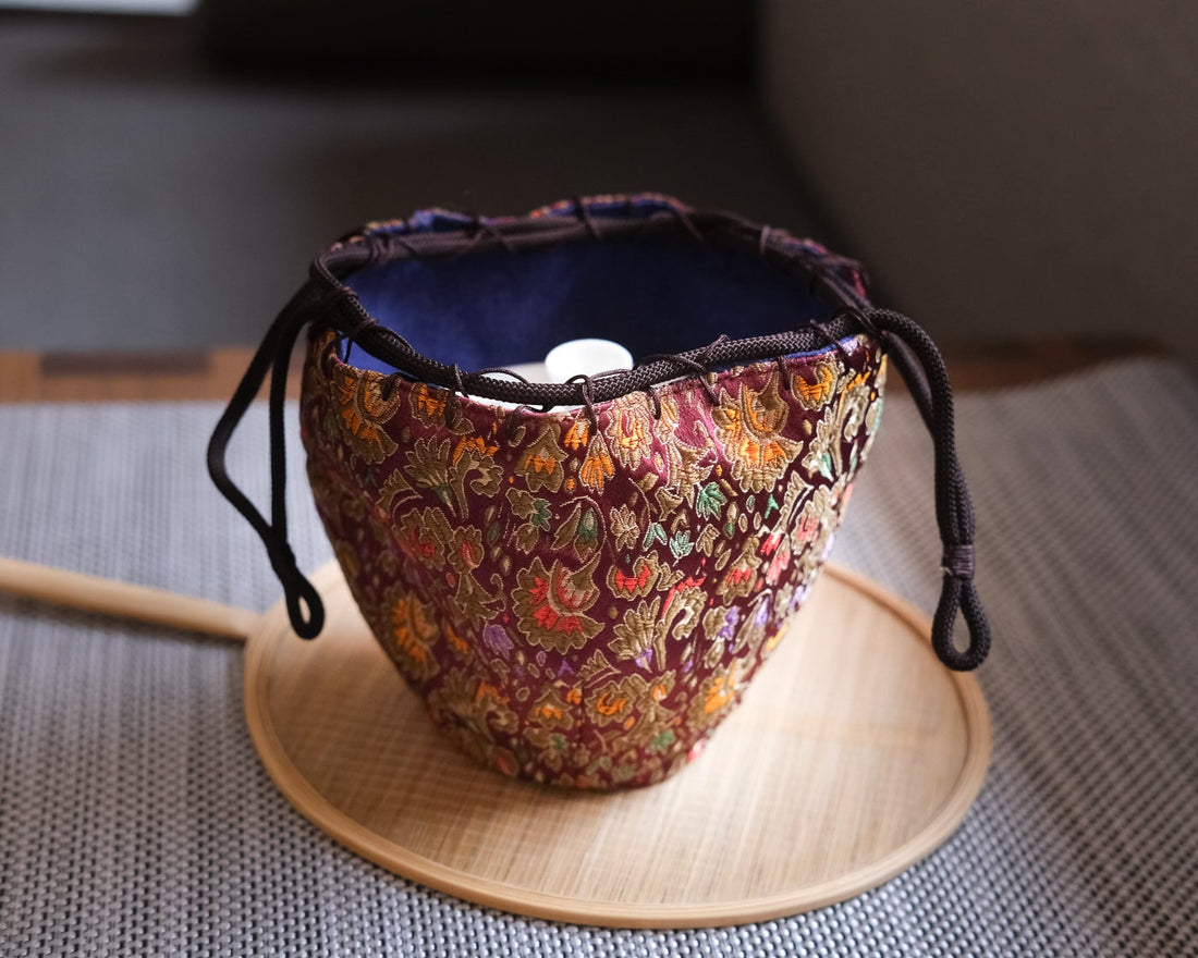 Hand-Woven Cotton Teaware Travel Bag - Eastern Leaves
